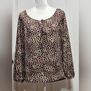 Betsey Johnson Leopard & Floral Print Blouse